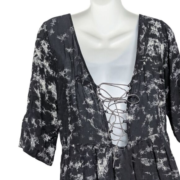 MOTEL ROCKS Tie Dye Marbled Lace Up Back Dress M - Picture 7 of 10